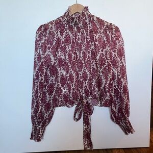 Mink Pink - Floral Rushed Turtle neck top - size M